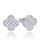 MINET Stříbrné náušnice čtyřlístky s bílými zirkony