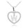 MINET Stříbrný náhrdelník písmeno v srdíčku "W" se zirkony