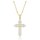 MINET Pozlacený stříbrný náhrdelník křížek se zirkony a řetízek s kuličkami
