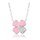 MINET Stříbrný náhrdelník růžová kytička s bílým zirkonem