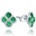 MINET Stříbrné náušnice čtyřlístky s malachitem