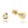 MINET Zlaté náušnice na šroubek s bílými zirkony Au 585/1000 1,15 g