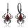 MINET Moderní stříbrné černé náušnice pavouci s červenými zirkony