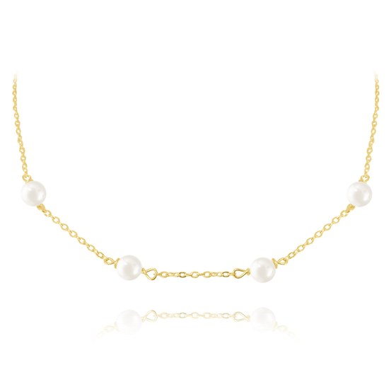 MINET Pozlacený stříbrný náhrdelník s přírodními perlami