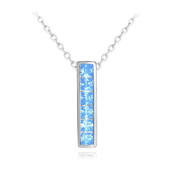 MINET Třpytivý stříbrný náhrdelník s velkými světle modrými zirkony