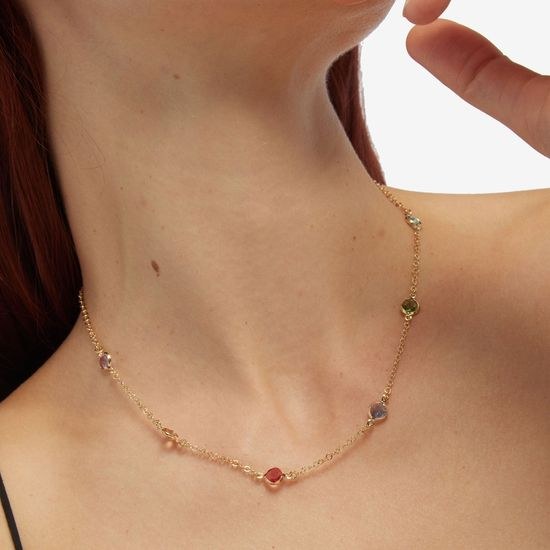 Stříbrný zlacený náhrdelník Victoria Cruz A3068-MDG