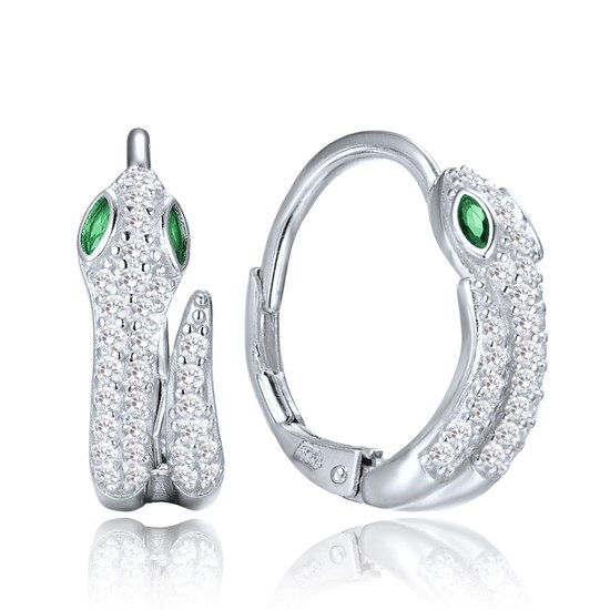 MINET Stříbrné náušnice had se zirkony