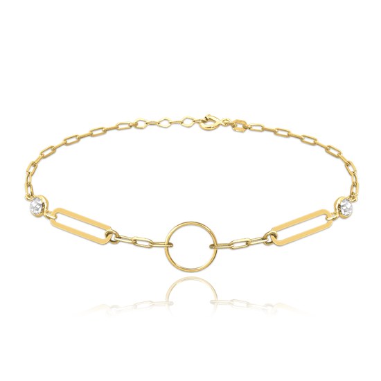 MINET Zlatý náramek s kroužkem a zirkony Au 585/1000 1,85g