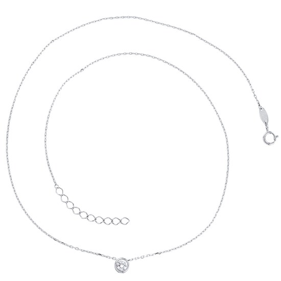 MINET Náhrdelník z bílého zlata s bílým zirkonem Au 585/1000 1,45g