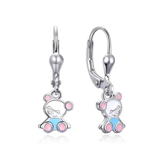 MOISS dětské stříbrné náušnice SMALT MEDVĚD