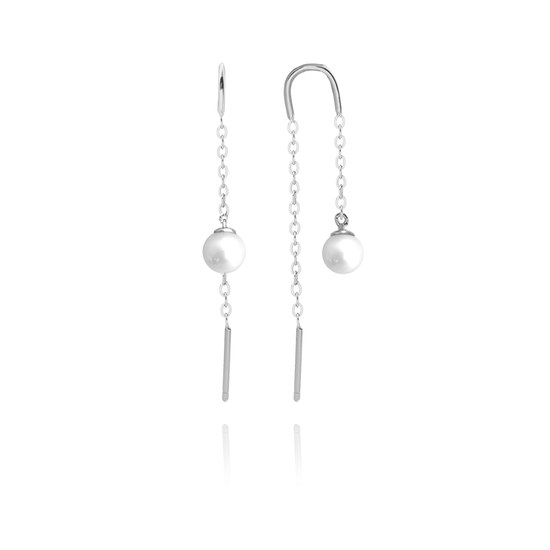 MINET Stříbrné protahovací visací náušnice s přírodními perlami