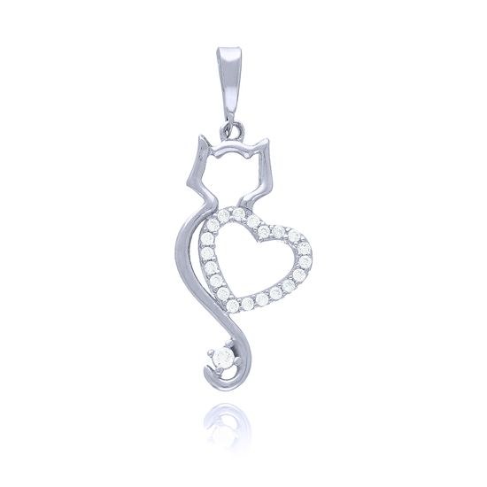 MOISS přívěsek z bílého zlata KOČKA