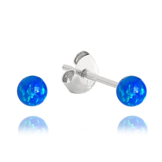 MINET Stříbrné náušnice KULIČKY s tmavě modrými opálky 3mm