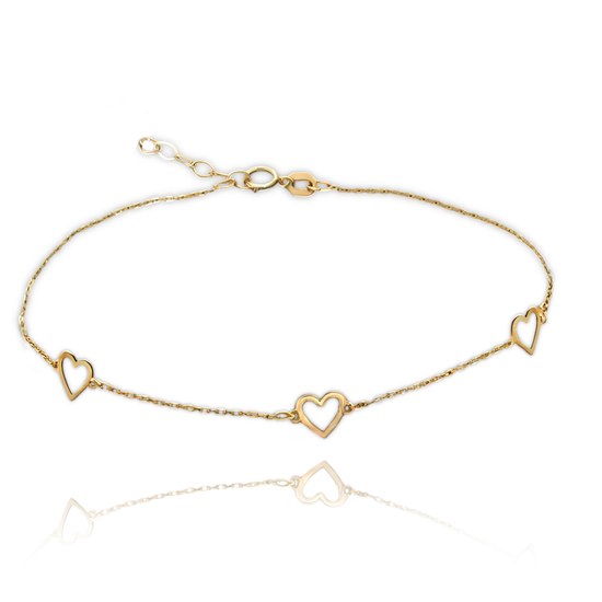 MINET Zlatý náramek se srdíčky Au 585/1000 0,70g