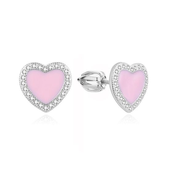 MOISS stříbrné náušnice SRDCE SMALT
