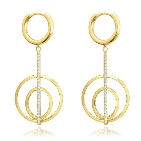 MINET Pozlacené moderní stříbrné náušnice KRUHY se zirkony
