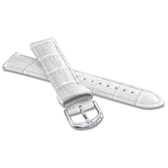 LAVVU Bílý prošitý řemínek CROCO z luxusní kuže Top Grain - 20