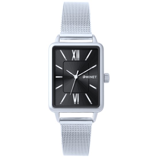 MINET Stříbrno-černé dámské hodinky SIENA MWL5408