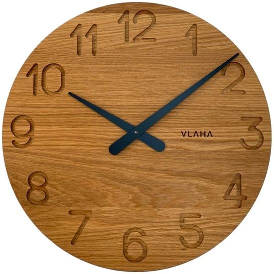 Dubové hodiny VLAHA VCT1132 vyrobené v Čechách s černými ručičkami