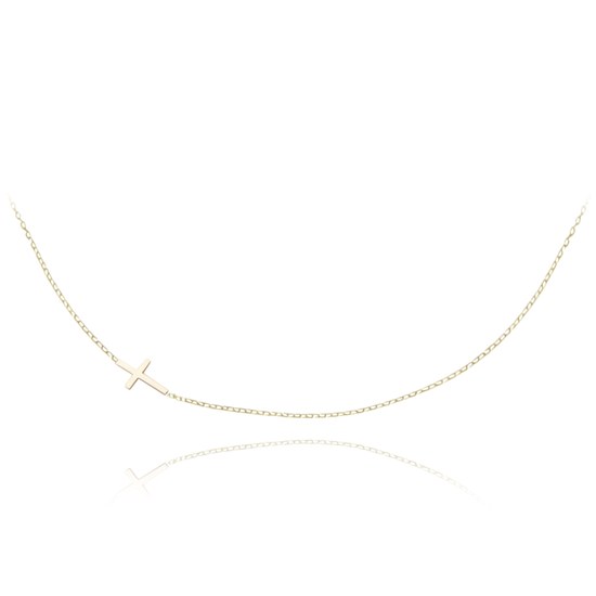 MINET Zlatý náhrdelník s ležatým křížkem Au 585/1000 1,15g