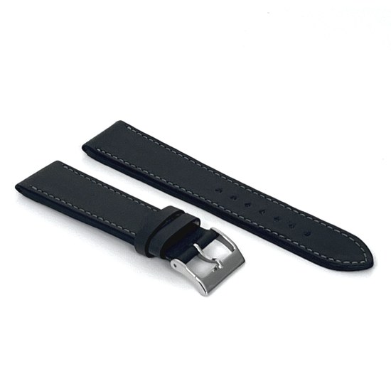 LAVVU Tmavě šedý prošitý řemínek Slim z luxusní kůže Top Grain - 20