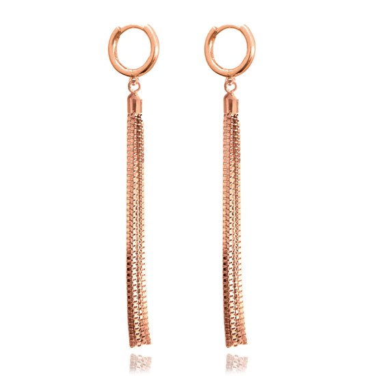 MINET Rose gold řetízkové stříbrné visací náušnice