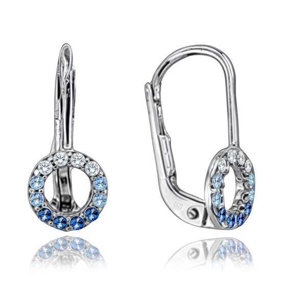 MINET Náušnice z bílého zlata kroužky s různobarevnými zirkony Au 585/1000 1,45g