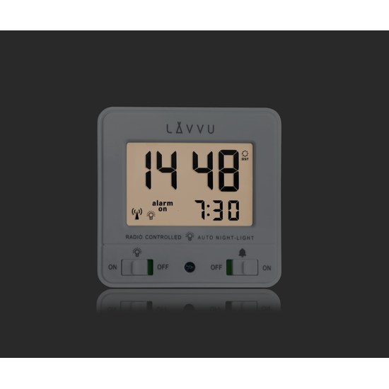 LAVVU LAR0040 - Digitální budík řízený rádiovým signálem NORDLYS bílý s automatickým osvětlením