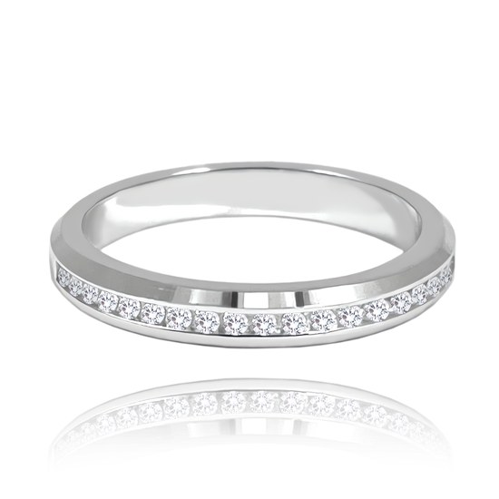 MINET+ Stříbrný snubní prsten s bílými zirkony