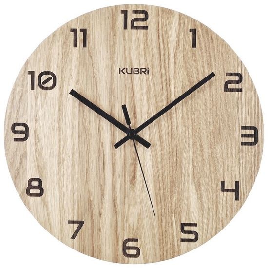 KUBRi HRC0029B - Přírodní dubové hodiny řízené signálem s tichým chodem