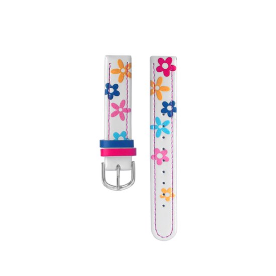 CLOCKODILE Bílý řemínek k dětským hodinkám kytky