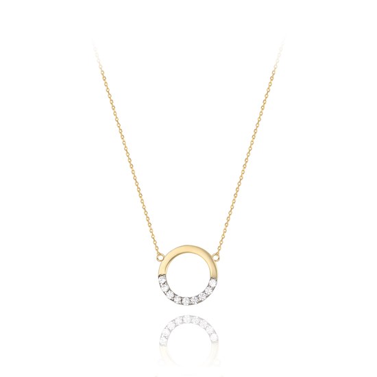 MINET Zlatý náhrdelník s bílými zirkony Au 585/1000 1,35g