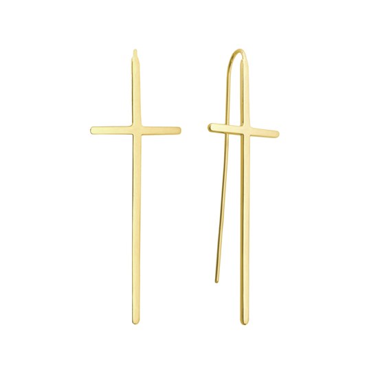 MINET Luxusní pozlacené stříbrné náušnice KŘÍŽE