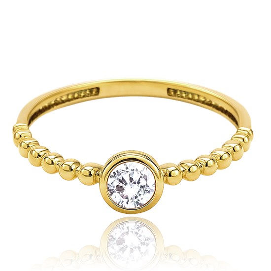 MINET Luxusní zlatý prsten s bílým zirkonem Au 585/1000 vel. 57 - 1,35g