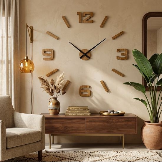 Flexistyle z540g - dubové nalepovací hodiny s průměrem 100-130 cm