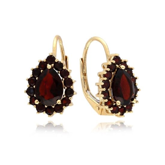 MOISS náušnice ze žlutého zlata GRANÁT