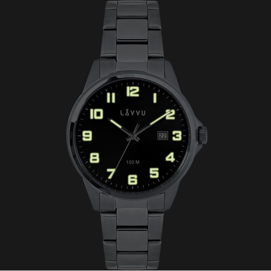 LAVVU Stylové pánské hodinky HAMRE Black 100M