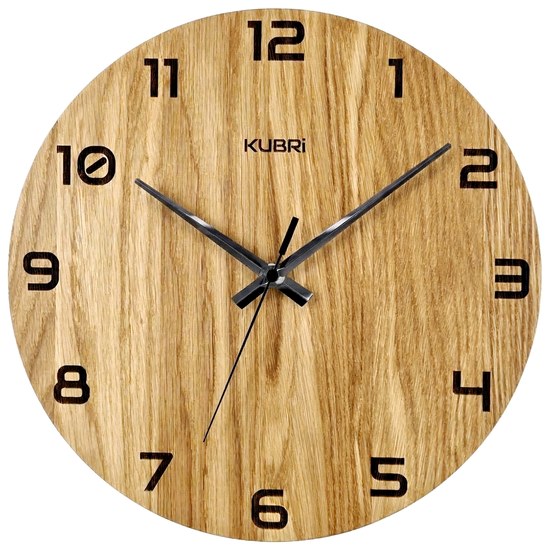 KUBRi HRC0028B - Dubové hodiny řízené signálem s tichým chodem