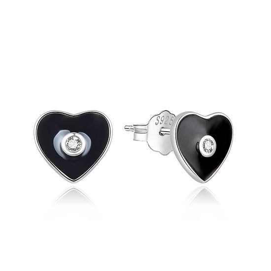 MOISS stříbrné náušnice SMALT SRDCE