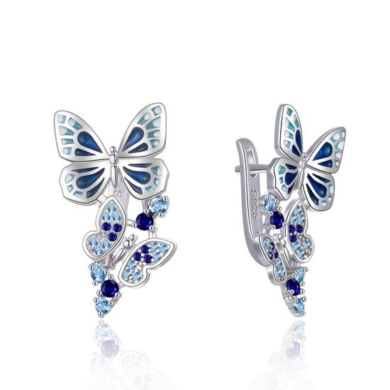 MOISS smaltové stříbrné naušnice