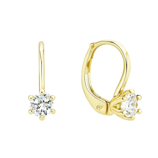 Zlaté 585/1000 náušnice se zirkonem - klapkové TU-3028
