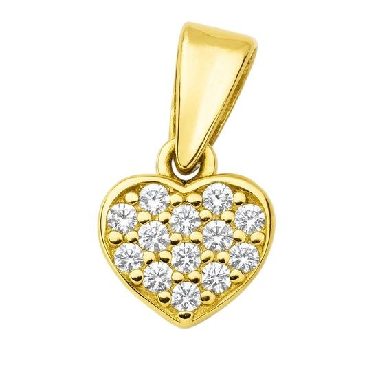 Zlatý 585/1000 přívěsek srdce se zirkony 3864