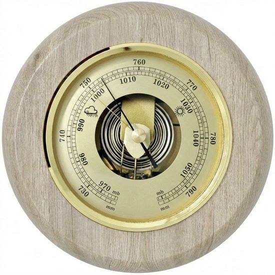 KUBRi 0230C precis - Velký barometr nejvyšší kvality osazený v dubovém dřevě a odstínu Sonoma