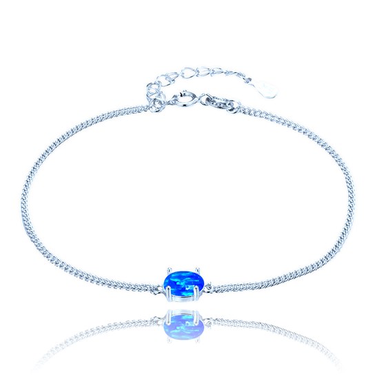 MINET Stříbrný náramek s modrým opálkem