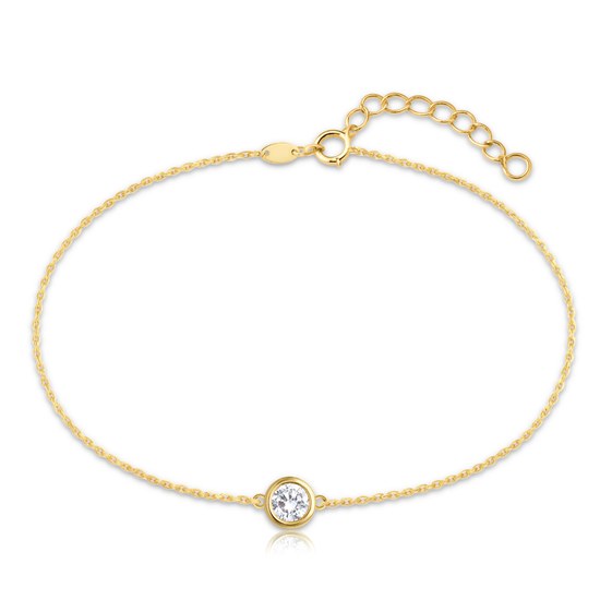 MINET Decentní zlatý náramek s bílým zirkonem Au 585/1000 1,00g
