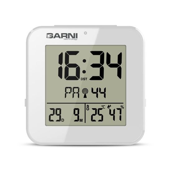 Digitální budík s měřením vnitřní teploty a rel. vlhkosti GARNI 138W
