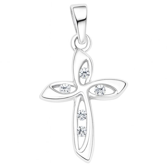 Stříbrný přívěs křížek se zirkony VA-1048