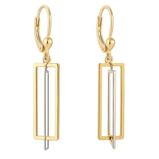 Zlaté visací naušnice s bílým zlatem