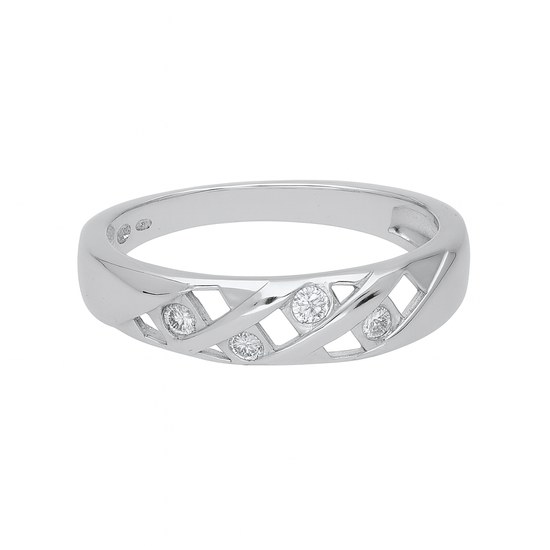 Zlatý 585/1000 prsten z bílého zlata se zirkonem 5015B