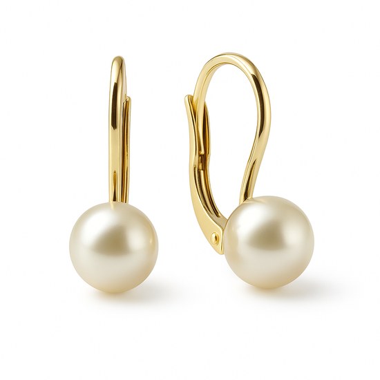 Stříbrné náušnice s perlou - zlacené